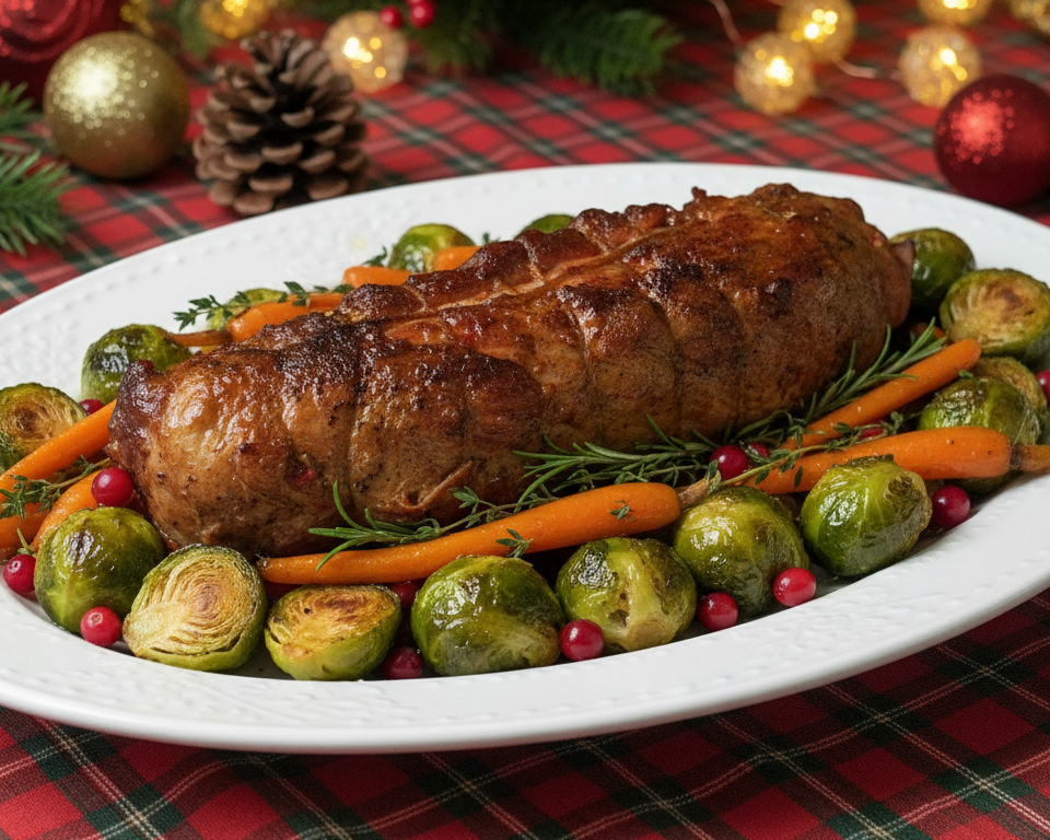 Solomillo de cerdo relleno (cocinado)